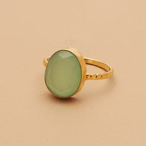 แหวนอัญมณีรูปไข่สีเขียว prehnite สำหรับผู้หญิงและเด็กผู้หญิงสำหรับเป็นของขวัญแต่งงาน - Product Image 1