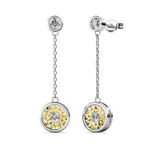 Pendientes de tuerca de cadena larga con Círculo de gota colgante Ophelia adornados con cristales de Swarovski, joyería de plata de ley 925 para mujer - Product Image 4