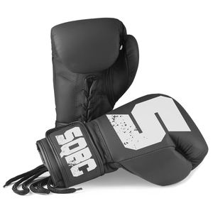 Guantes de boxeo de cuero negro mate, alta calidad, cuero de vaca, muay thai, Para luchadores mma - Product Image 5