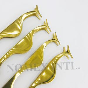 Aplicadores de extensión de pestañas de acero inoxidable chapado en oro con logotipo personalizado, herramienta de elevación de pestañas de fácil sujeción, aplicador de Aplicación de pestañas - Product Image 2