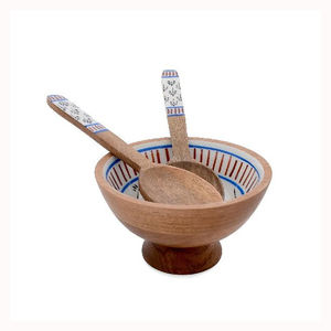 Plato de Servir para Decoración de Mesa, Acabado Esmaltado, Diseño Tallado a Mano, Tazones de Madera de Mango, Tazones con Adhesivo de Madera de Mango - Product Image 1