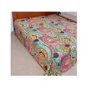 Capa de cama de estampa floral artesanal, mais vendida da cama/lençol da índia