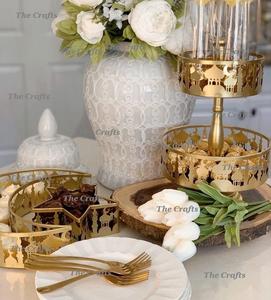 Bandeja de Chocolate Islámica de Dos Niveles, Color Dorado, con Forma Redonda de la Mejor Calidad, Bandeja de Dátiles para Ramadán en Venta - Product Image 4