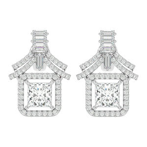 ต่างหูเม็ดเดี่ยวทองคำขาว14K ขายดีประดับเพชรธรรมชาติคุณภาพสูงจากผู้จำหน่ายที่เชื่อถือได้ - Product Image 1