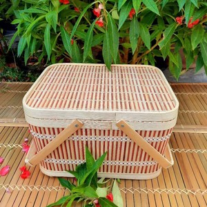 Cesta de mimbre de bambú para almacenamiento de alimentos y picnics Buen precio en cesta de picnic duradera - Product Image 2