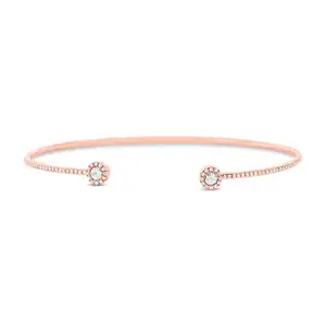 Brazalete de oro rosa de 14 quilates con punta abierta, diamantes naturales de 0,33 quilates, para fiesta, venta al por mayor, joyería fina