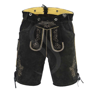 Meilleure qualité allemand Trachten Lederhosen Shorts nouveau Design 2024 personnalisé Style décontracté motif solide brodé cuir 6XL Logo - Product Image 4