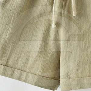 Women Elastic Waist Cotton Linen Casual <b>Shorts</b> With Draws in Khaki Color Women's High Waist Elastic <b>Woven</b> <b>Shorts</b> OEM Hot <b>Shorts</b> - Product Image 4