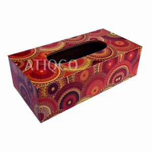 ATIQCO - Dispensador de pañuelos de lujo rectangular de MDF con estampados pintados - Product Image 3