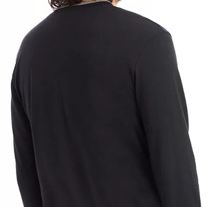 T-shirt homme en coton à manches longues noir décontracté, vente chaude OEM, tissus de marque utilisés - Product Image 6