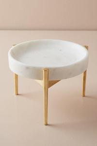 Support à gâteau en laiton brillant en métal polonais à 3 pieds avec plaque en marbre design Nouveau look Tendance Style moderne Support à gâteau unique - Product Image 2