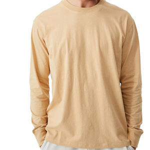 Camiseta de Hombre Nueva y Elegante Personalizada OEM 2026, Camiseta Lisa de Cuello Redondo Color Naranja Claro 100% Algodón para Hombre - Product Image 1