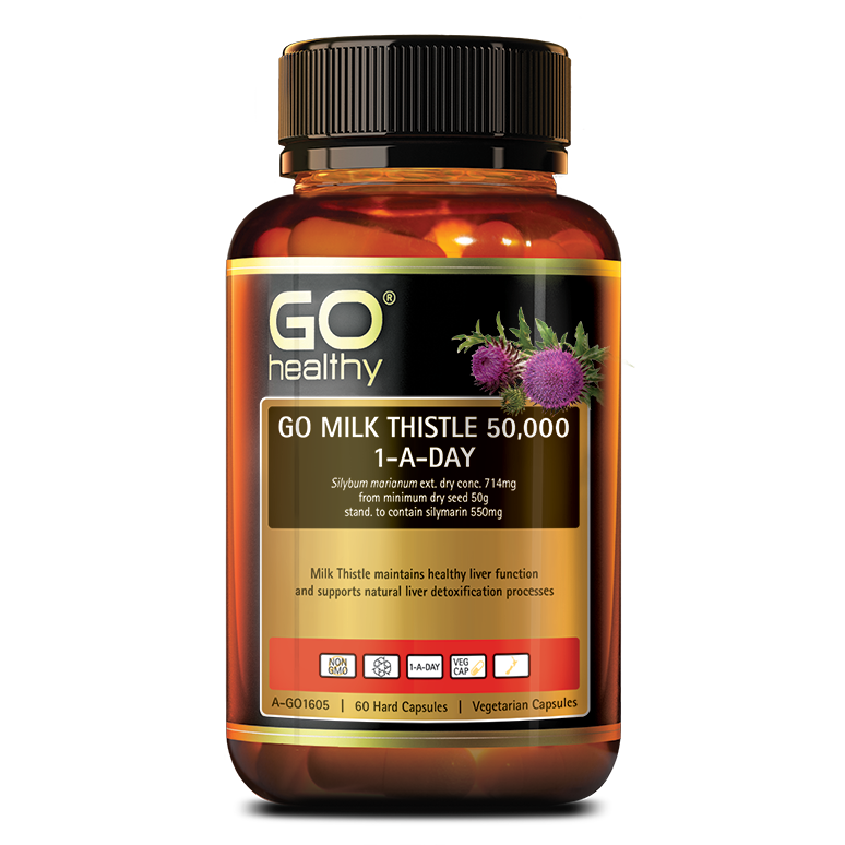 Здоровый расторопши 50000 мг 1-A-DAY - 60 VegeCapsules-Сделано в Новой Зеландии