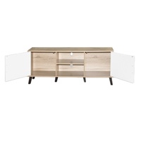 Mueble de TV Moderno para Sala de Estar de Hotel en Malasia con 2 Puertas Batientes TV6045 en Roble Somana Claro y Blanco