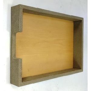 A4 Shape 0.343x0.235x0.045 Faux Shagreen Tray with Veneer Edges <b>Tampered</b> Serving Design Model Number 015 - Product Image 3