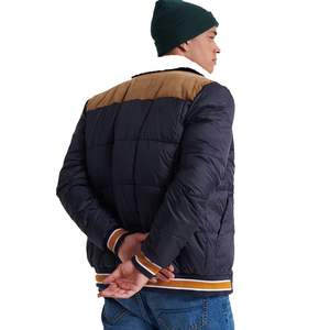 Chaquetas acolchadas de invierno informales para hombre más vendidas, cierre de cremallera de talla grande, tejido de poliéster acanalado, Cuello de piel, punto lavado - Product Image 2