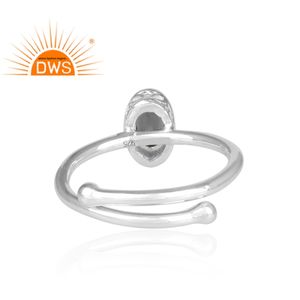 ผู้ผลิตเครื่องประดับแหวนเพชรลอนดอนบลูโทปาซทรงรีแหวนเงินแท้925 - Product Image 4