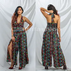 Mode d'été combinaison-pantalon Bohème mode dames combinaison-recyclage Indien vintage sari soie combinaison