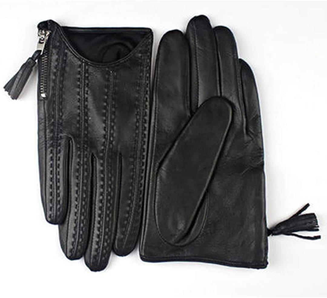 knee length dresses for ladies Saltor Black Leather Dress Gloves For Women