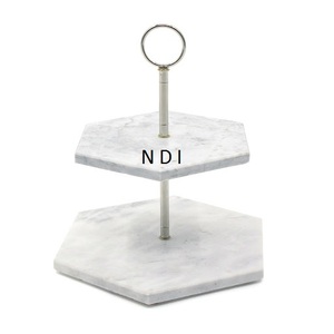 Modern Design Wedding Parties Supplies <b>Marble</b> Designer <b>Cake</b> Display 2 Tier Folding <b>Stand</b> In Hexagon Shape For Home Hotel Use - Product Image 1