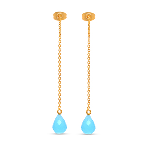 Calcedonia Aqua de piedras preciosas de plata esterlina 925 Chapado en plata joyería pendiente - Product Image 3