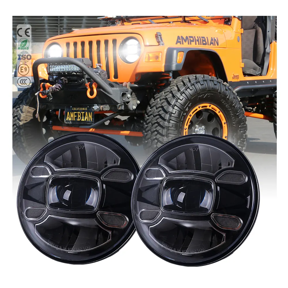 Accesorios para otomatik 7 "yuvarlak Led oto far far drl ışın 7 inç Led far kamyon jeep için far