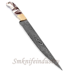 New Custom Hand Forged Damascus Fillet Fishing knife With leather Sheath cover (smk1635) - Product Image 2