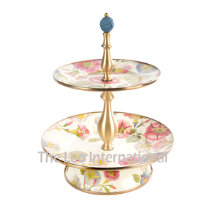 Support à gâteau en émail marron en forme de cœur, finition blanche, pour mariage, événements, décoration, accent de maison - Product Image 2