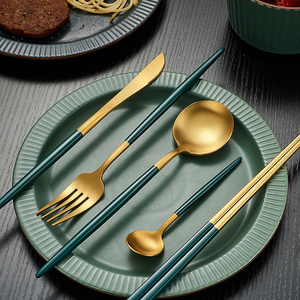 Set de couverts de luxe en acier inoxydable 304, 5 pièces, vaisselle, articles de table, vente en gros, voyage - Product Image 1