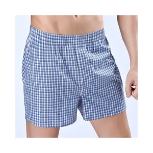 High Quality 4-Pack Men der Boxer Shorts Woven Cotton 100% Plaid 50s männlichen Under hose Loose Breathable Boxer