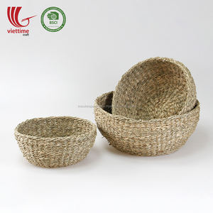 ชุดตะกร้าสานจากหญ้าทะเลสานทรงชามธรรมชาติ3ชิ้น - Product Image 4