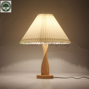 Modern Wooden <b>Table</b> Lamp With Pleated Shade Handmade Decor N Utility Craft Home Decoration - Product Image 1