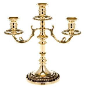 เชิงเทียนทองเหลืองห้าแขนยืนโดย BRASSWORLD อินเดียคริสตจักรอุปกรณ์ Brassworld อินเดีย - Product Image 3