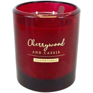 Vente flash : Bougie en bois de cerisier et à la framboise dans un bocal en verre rouge, 13 oz - Product Image 1