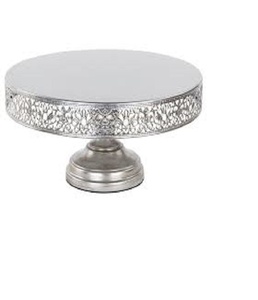 Smooth Rotating Fiber <b>Cake</b> Stand <b>Cake</b> Decorating Turntable white and Silver for parties home and restaurants at lowest price - Product Image 1