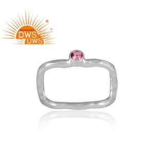 แหวนพลอยบุษราคัมสีชมพูธรรมชาติเครื่องประดับแหวนสี่เหลี่ยม925เงินผู้ผลิต - Product Image 2