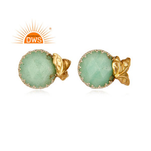 Pendientes de Oro Amarillo de 14k con Crisoprasa de Calidad Increíble, Hechos a Mano, Regalo de Aniversario de Bodas para Mujer - Product Image 1