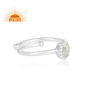 Bague en pierre d'améthyste verte naturelle pour filles, argent 925, ajustable, à la mode - Product Image 3
