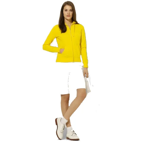 Pull élégant de couleur jaune de Hoodies de dames avec la marque adaptée aux besoins du client