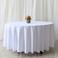 Pur blanc décoration de banquet de mariage ronde polyester tissu couverture de table