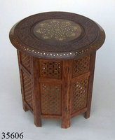Table d'appoint en bois de manguier sculpté, table ronde en bois, support octogonal, table basse en bois la plus vendue pour la décoration intérieure