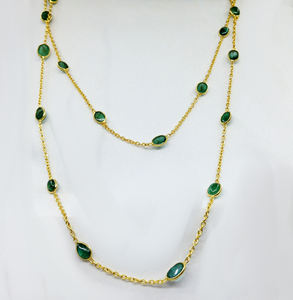 Everyday Wear 925 Sterling <b>Silver</b> Emerald <b>Long</b> <b>Chain</b> <b>Necklace</b> - Product Image 4