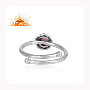 Bague ronde en pierre précieuse rose en topaze rose, argent Sterling 925, couronne cintrée pour anniversaire, fabrication de bague - Product Image 4