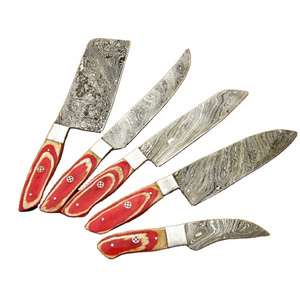 Custom Handmade Damascus Steel Chef <b>knife</b> <b>Set</b> | Kitchen <b>Knife</b> <b>Set</b> | High Quality Leather Sheath - Product Image 1