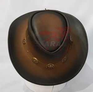 หมวก Concho ทูโทนหมวกแฟชั่นล่าสุดสำหรับใส่ในฤดูร้อนหมวกหนังคาวบอยซาฟารีสไตล์ตะวันตกหมวก2024 - Product Image 4