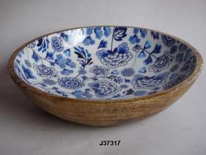 ชามสลัดไม้ลายดอกไม้ขายดี หรือ ชามเสิร์ฟสำหรับพาสต้า บะหมี่ อาหาร ชามสลัด ชามไม้มะม่วง - Product Image 3