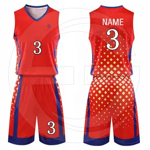 2023 최고의 품질 남자 사용자 정의 팀 이름 농구 유니폼 짧은 세트 스포츠 착용 농구 유니폼 빠른 건조 농구