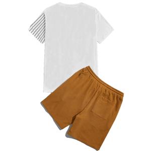 Camisetas de entrenamiento personalizadas para hombre, camisetas cortas de gimnasio ajustadas, conjunto de pantalones cortos, conjunto de manga corta de dos piezas de talla grande OEM - Product Image 2