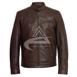 เสื้อแจ็กเก็ตหนังพียูของผู้ชาย,เสื้อบอมเบอร์เสื้อใส่เที่ยวแขนยาวผ้าสองชั้นสไตล์วินเทจปักลายได้ตามต้องการ - Product Image 1