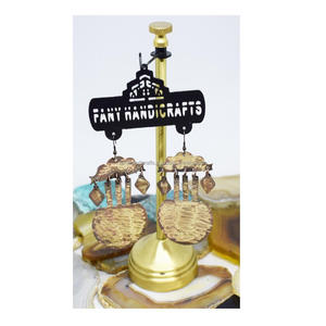 2025 noël Unique Bronze et laiton USA patine anniversaire bijoux en feuille Rectangle fait à la main en laiton Vintage boucles d'oreilles - Product Image 4